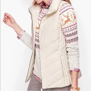 NWOT Talbots puffer vest w faux fur, size medium   Beautiful, off white/cream